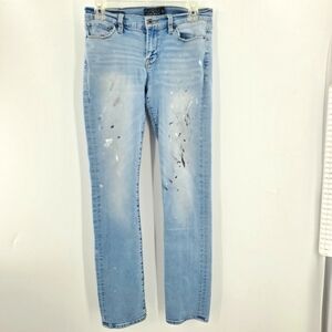 Lucky Brand light wash destroyed paint splatter jeans 6/28